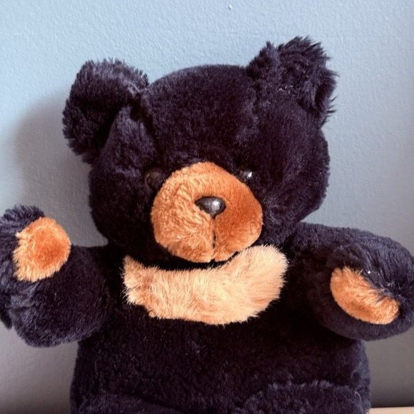 RARE Vintage‎ Teddy Black Bear Plush 11" Korea EUC Stuffed Animal Toy T35 - Picture 12 of 15